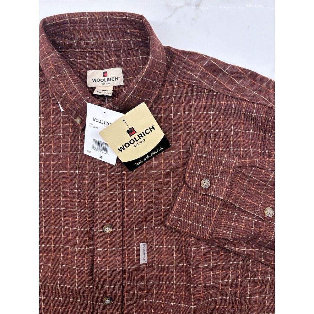 Woolrich Cadwell Shirt Flannel Button Down Front Up Plaid Check Mens Medium